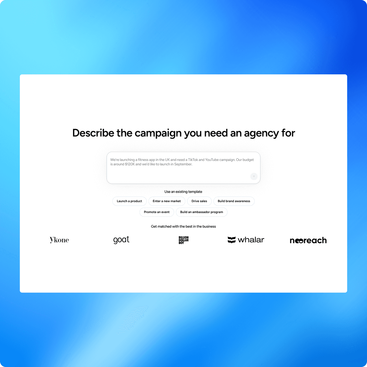 Agency Match: describe the campaign you need an agency for
