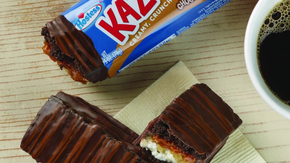 Two Hostess Kazbars with one partially eaten.