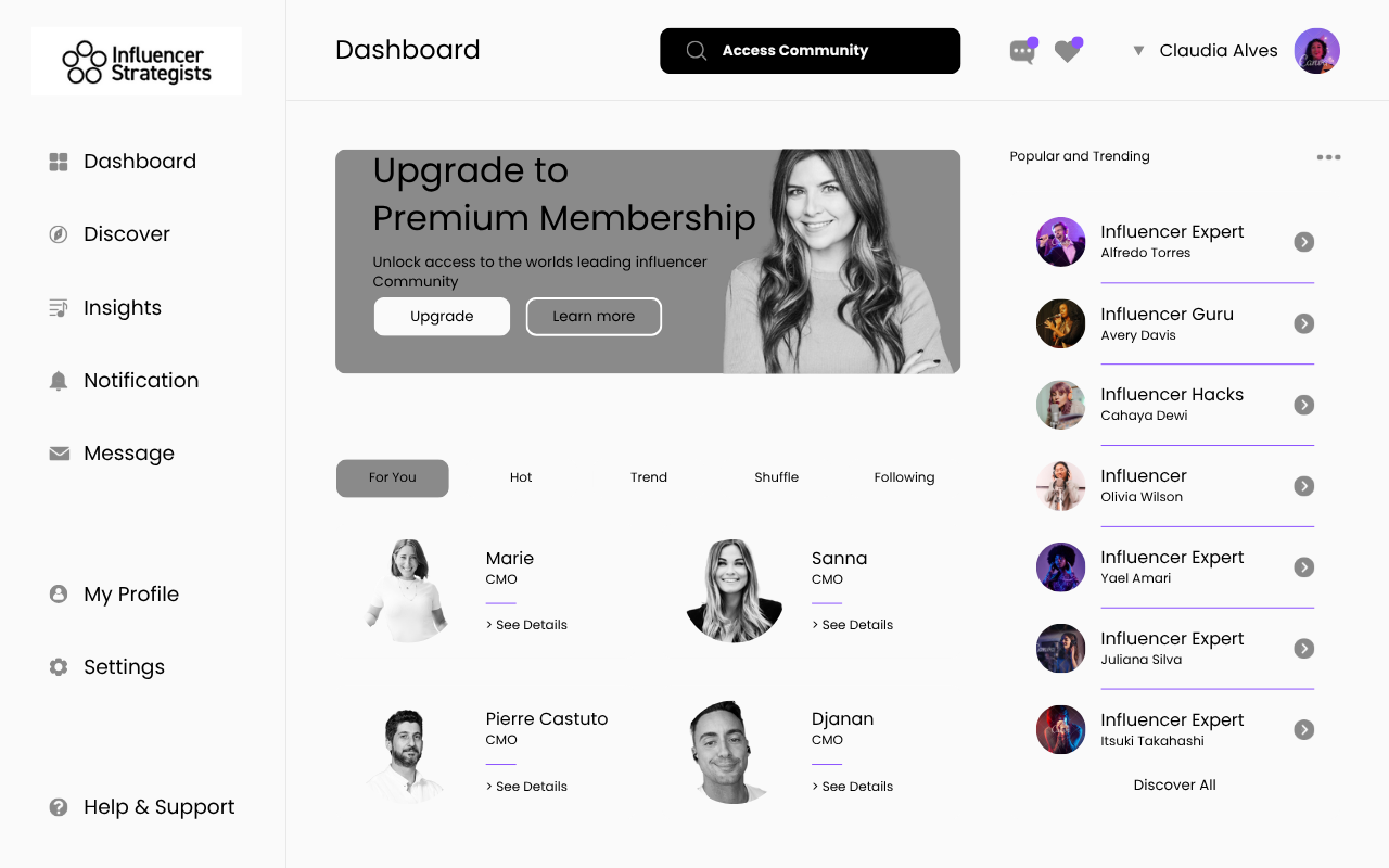 Influencer Strategists Dashboard